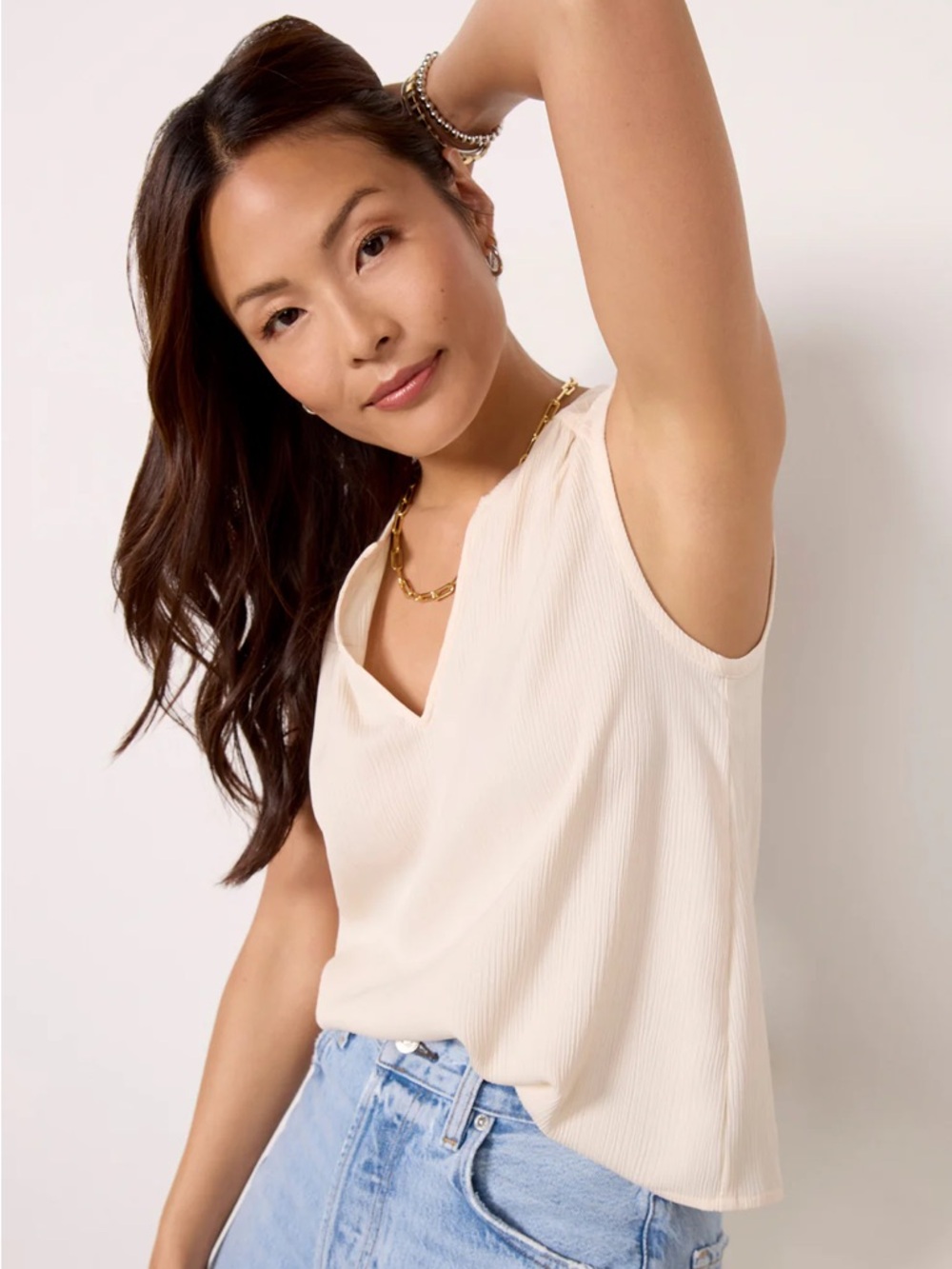 Evereve Lydia Satin Tank XL Sanddollar NWT Sleeveless Chic Blouse Top